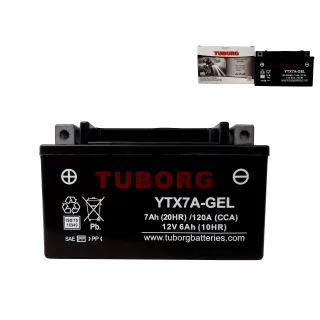 AKUMULATOR MOTOCYKLOWY TUBORG YTX7A-GEL 12V 6Ah 120A